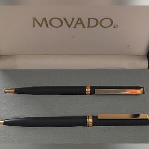 Movado Black and Gold Men's Pen Set... NEW